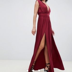 ASOS design premium lace pleated Maxi dress